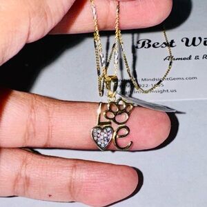 Real Diamond Dog Mom Gift, Paw Diamond Pendant, Gift for dog moms, PAW Pendant